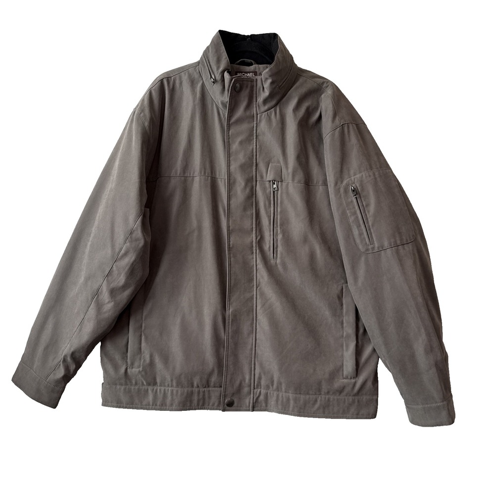 Michael Kors XL Jacket Olive Sage Green Plaid Lining Utility Field Cargo Coat